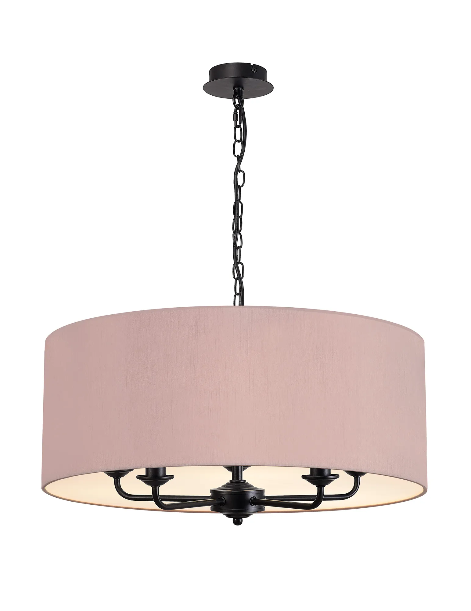 DK1049  Banyan 60cm 5 Light Pendant Matt Black, Taupe